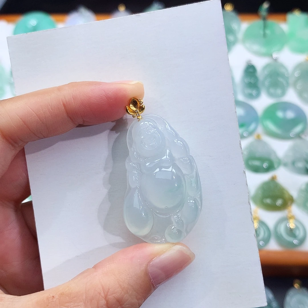 颈饰18K金镶嵌翡翠翡翠吊坠
