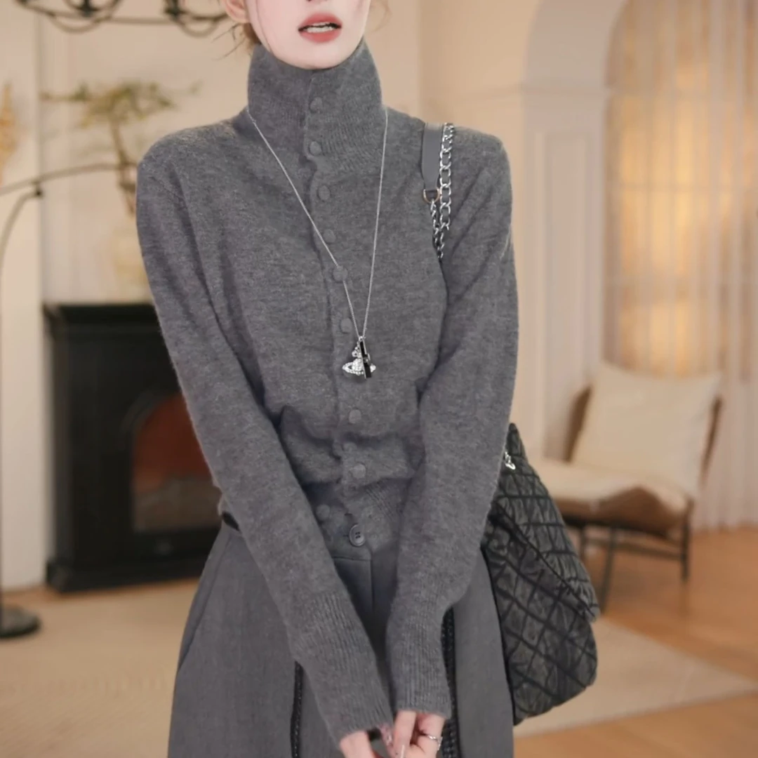 2025秋季新款针织衫外套显瘦修身毛衣简约百搭上衣女LK2507171