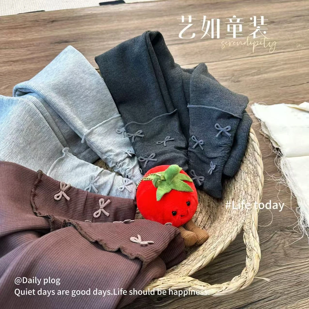 番茄家*【舒适区】冬季上新加绒百搭甜美蝴蝶结堆堆袜打底裤D-H251