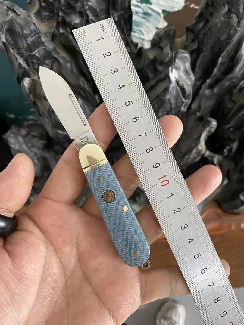 拍品牛仔布米卡塔手柄水果刀钥匙扣小刀