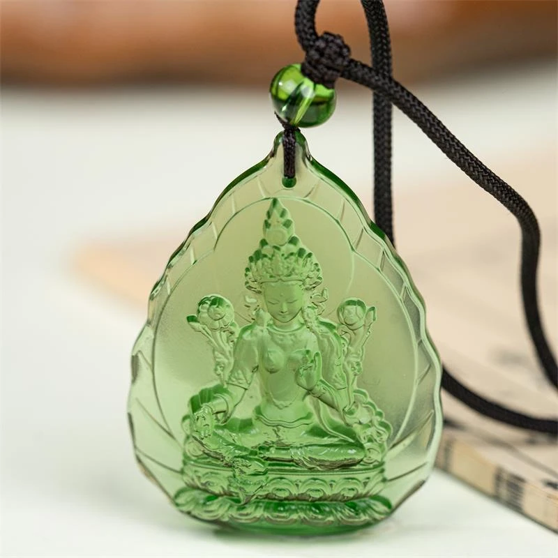 绿度母吊坠佛像琉璃莲花生大士项链释迦摩尼挂件药师佛吊坠