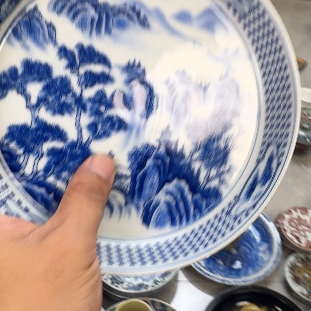 杯青花山水大壶承