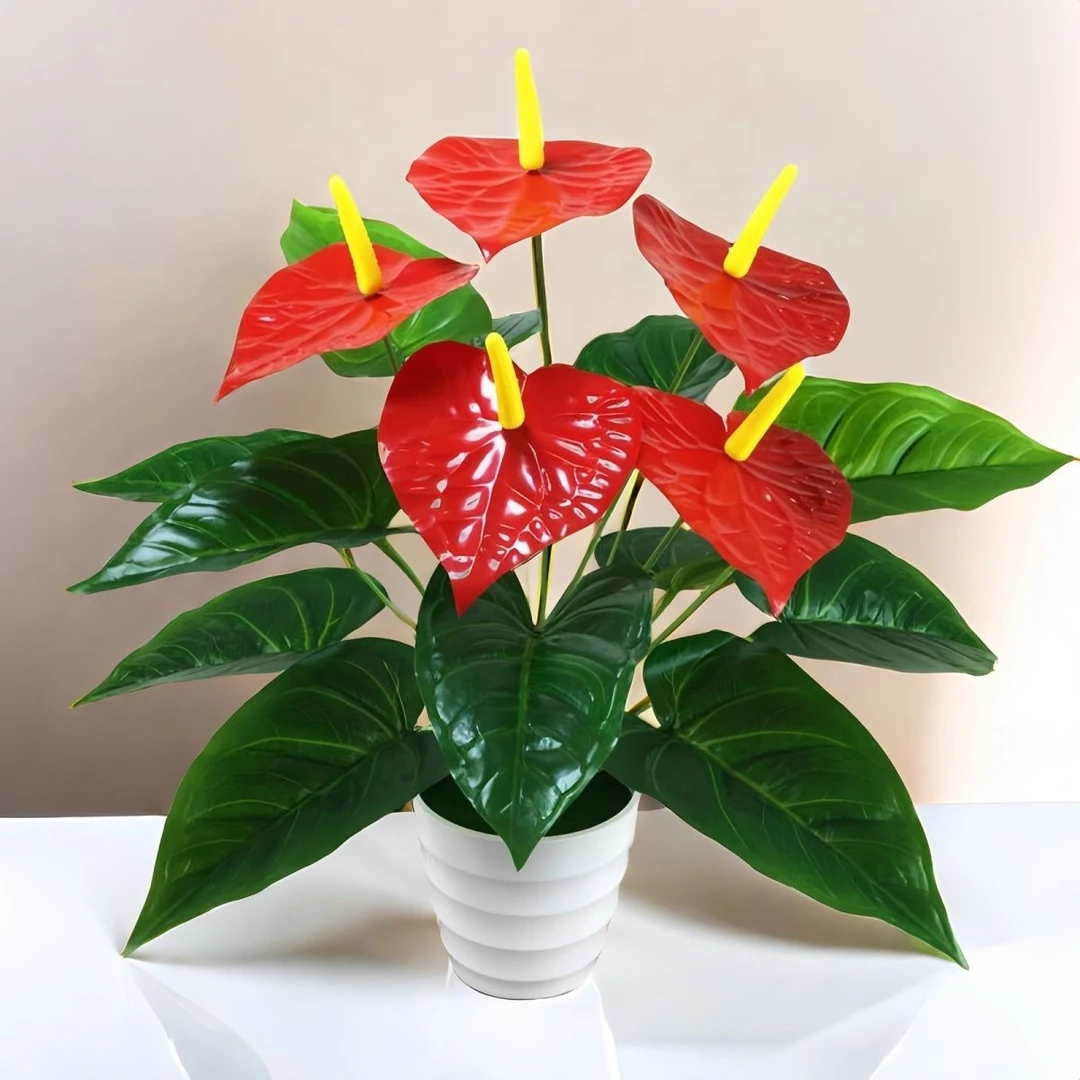 仿真花红掌仿真绿植红掌假花客厅装饰绿色植物落地假花盆栽摆设