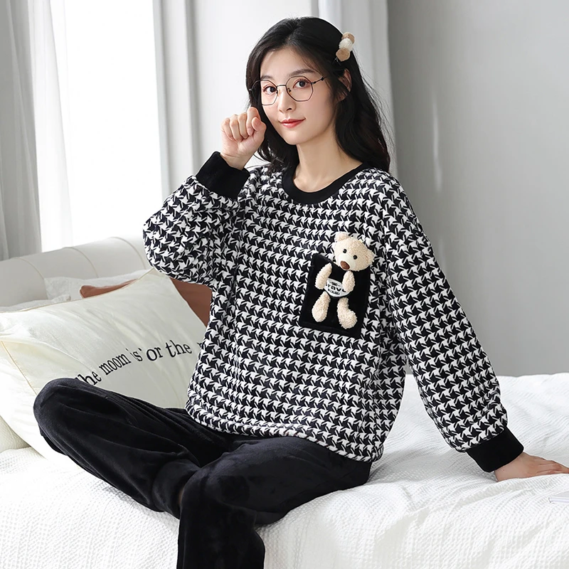 睡衣秋冬款时尚家居服套装