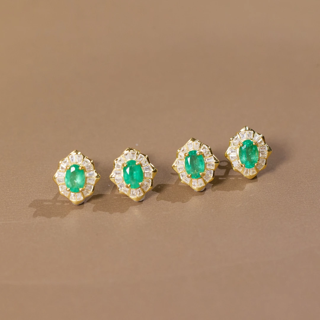 【歪歪】祖母绿菱形耳钉4*6（黄）（多样性发一）XB-H3717