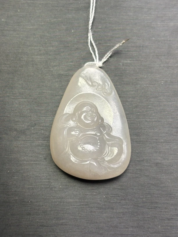 和田玉青海粉紫双色佛公