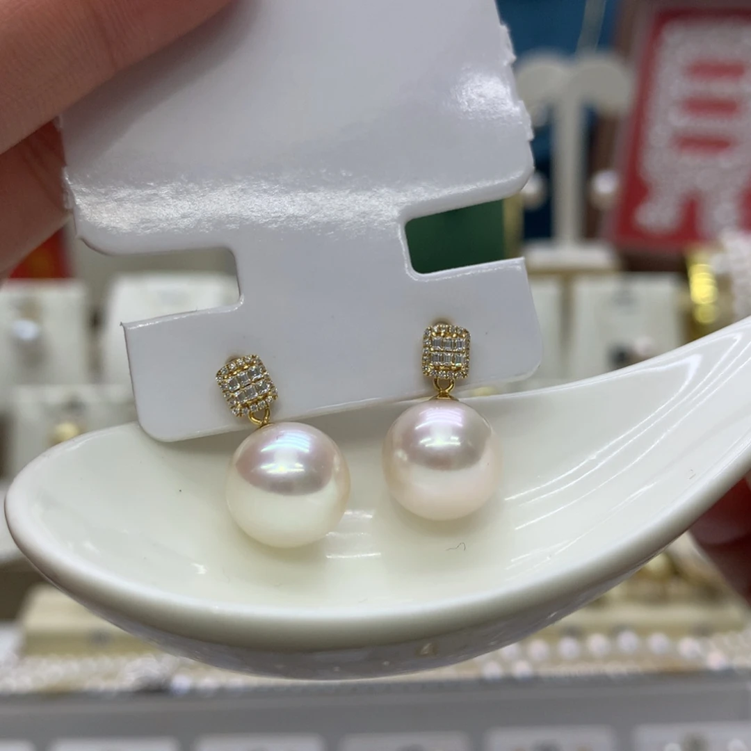 淡水珍珠耳饰18K金镶嵌