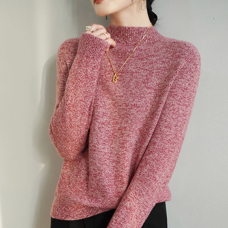 哥弟阿玛施正品2025新款女半高领花纱宽松加厚羊毛针织套头毛衣女