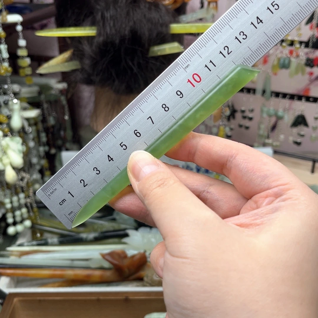 岫玉未镶嵌发饰长度12.5厘米左右