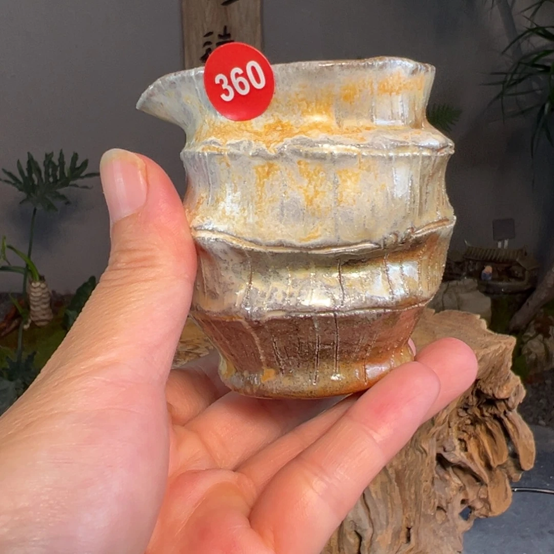 360柴烧手捏公道自然落灰釉
