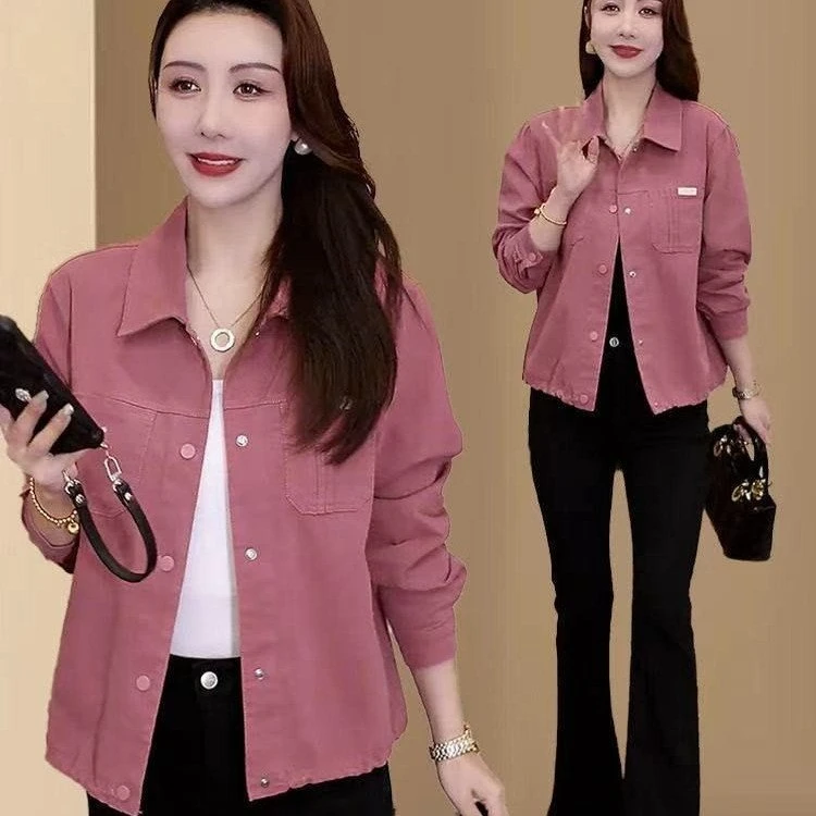 时尚短款外套女新款春秋宽松显瘦小个子百搭夹克上衣