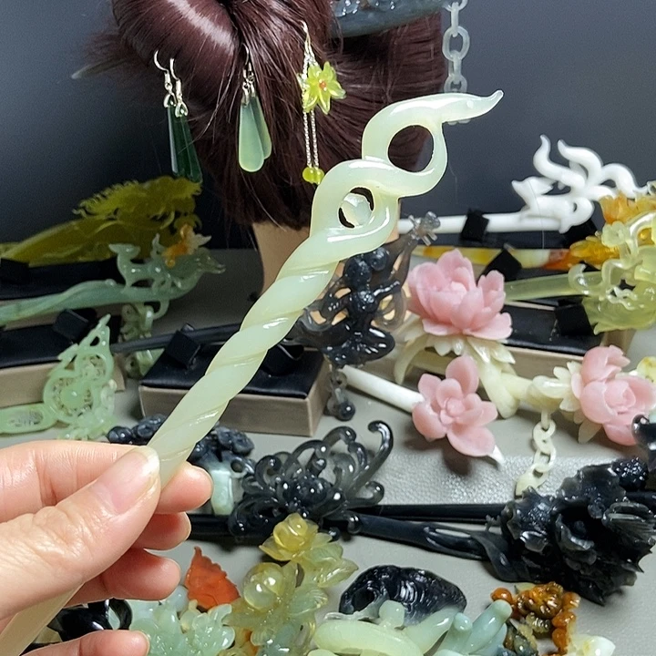 岫玉未镶嵌发簪发簪