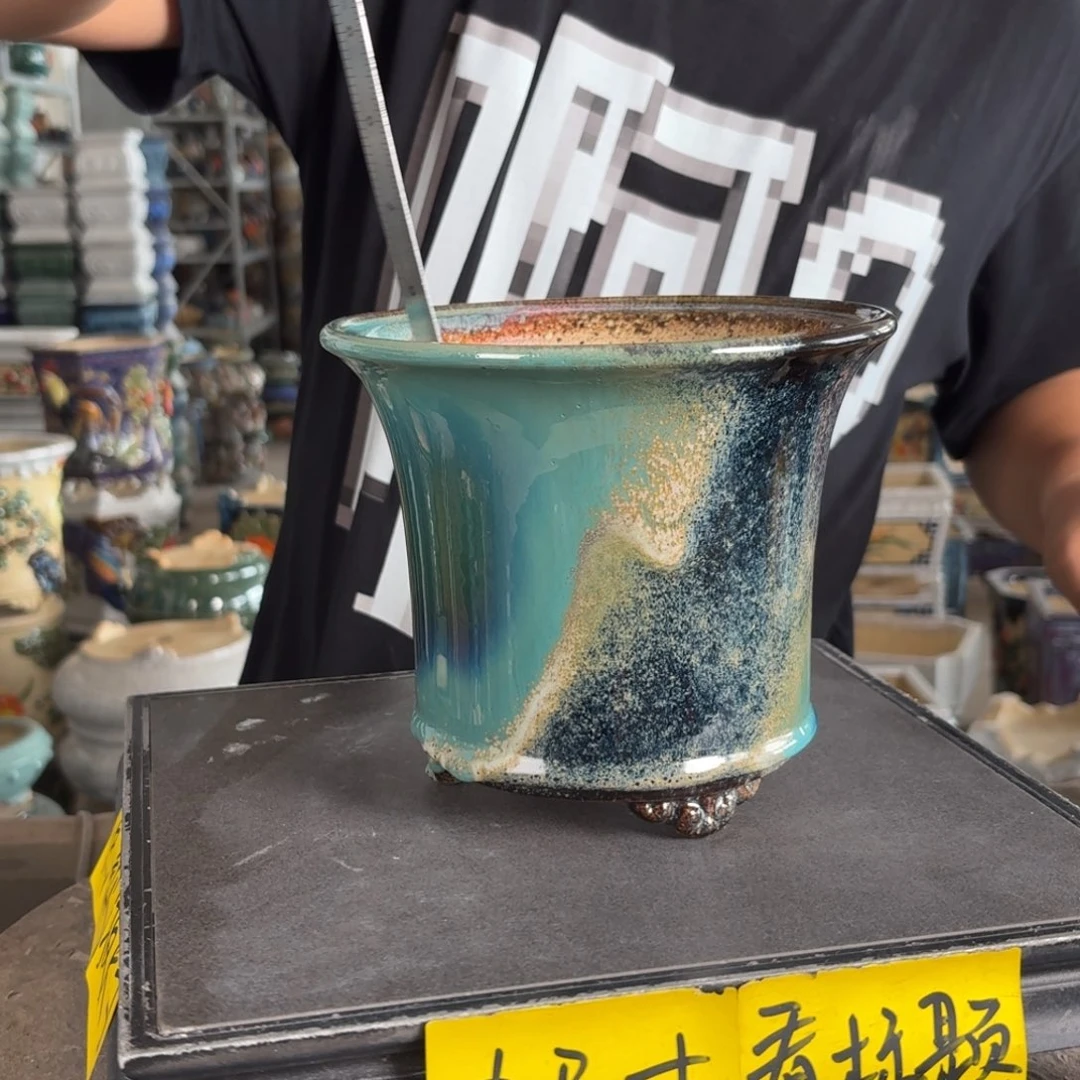 。一风堂石湾花盆 打磨痕迹 内15*14