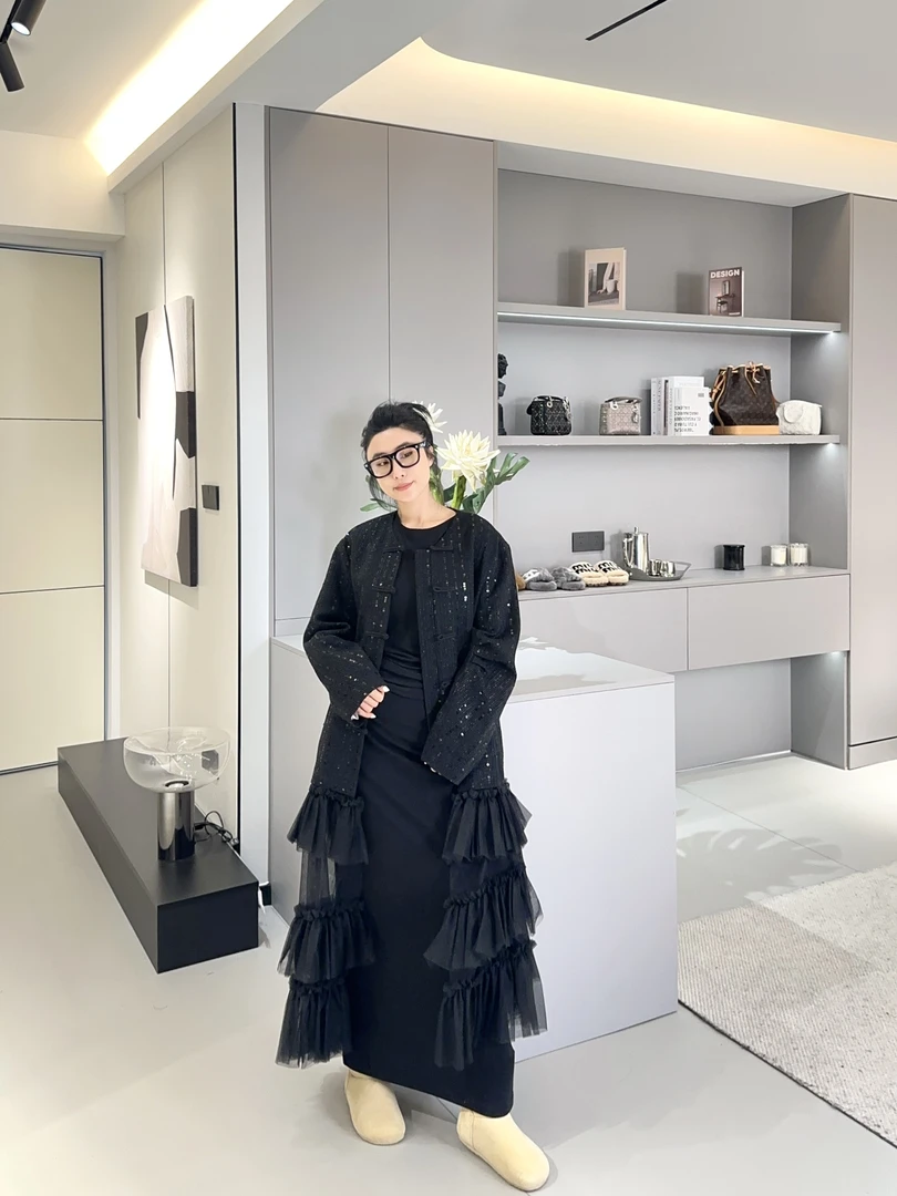 SISTER MIAO •下摆三层纱盘扣外套4022