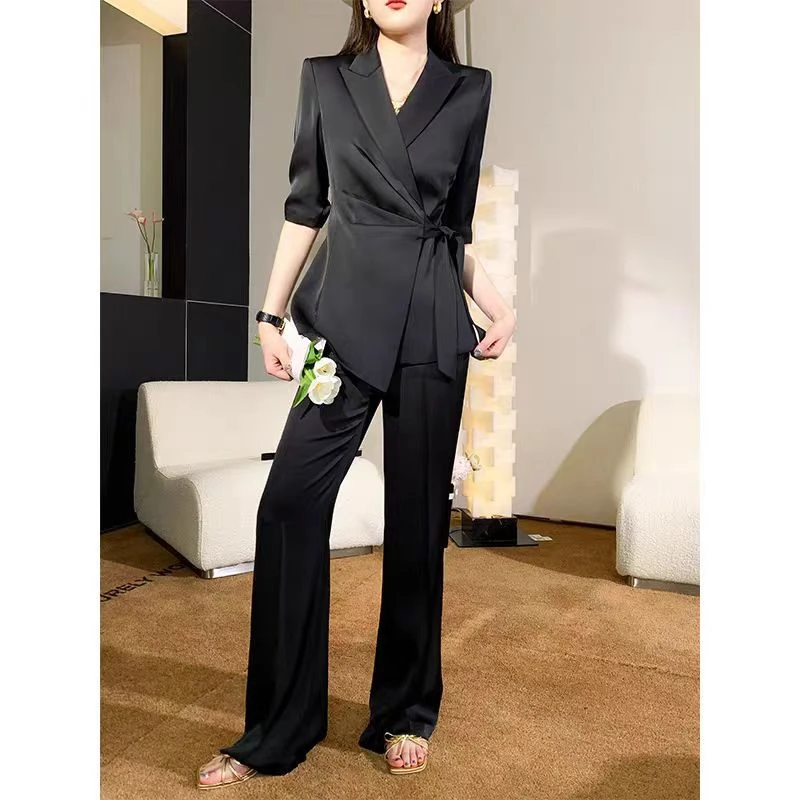 夏季西装套装女薄款韩版修身2024新款时尚气质职业高级感西服套装