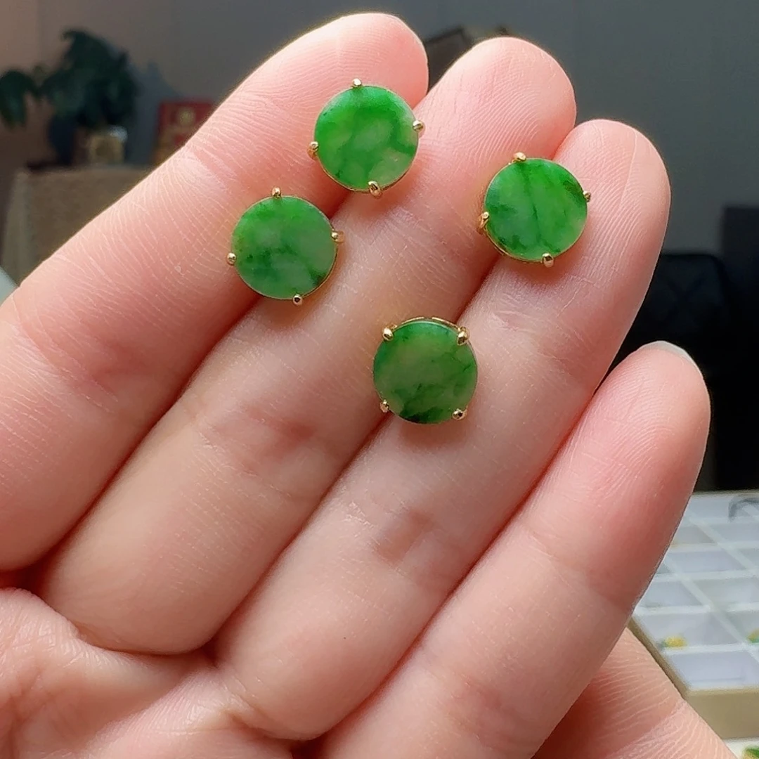 翡翠银S925镶嵌耳饰多样性发货其一