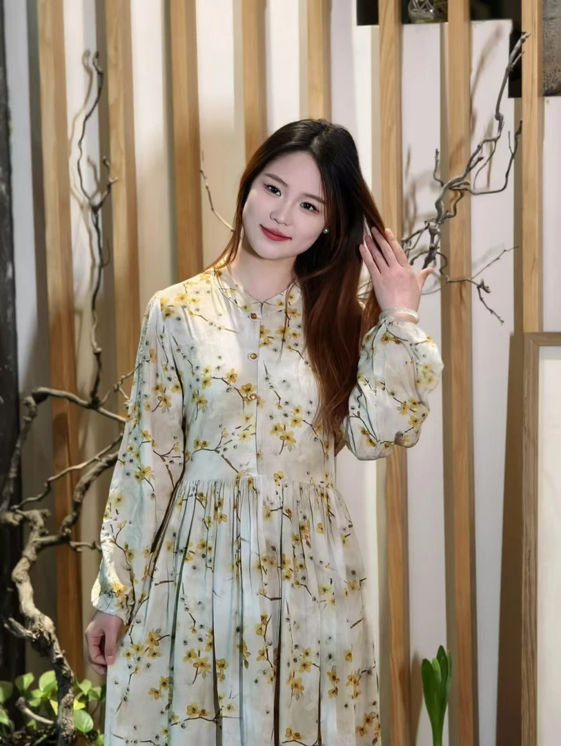 棉绸连衣裙2025春夏新款法式高级感女士沙滩赫本风新中式宽松睡裙