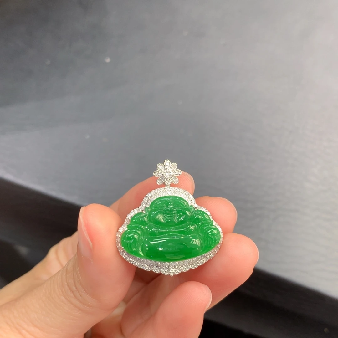 翡翠18K金镶嵌吊坠(不含链)