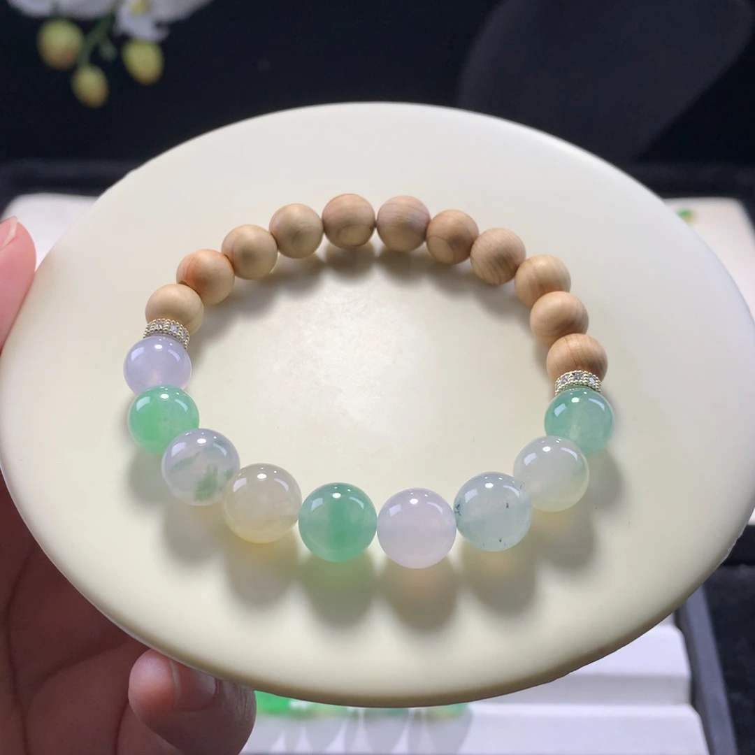 翡翠未镶嵌手链卡9落花时节