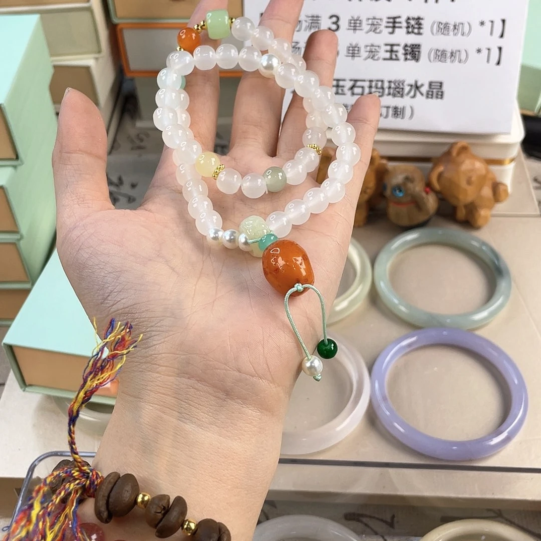 针钠钙石手饰银S800镀金镶嵌