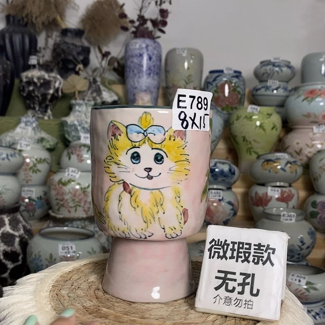 景德镇手工高温陶瓷花盆E789 微瑕