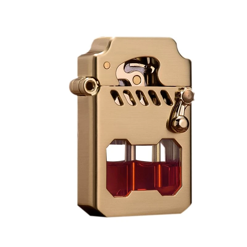 金拉丝机甲鲲透明舱煤油打火机【新机不带煤油】