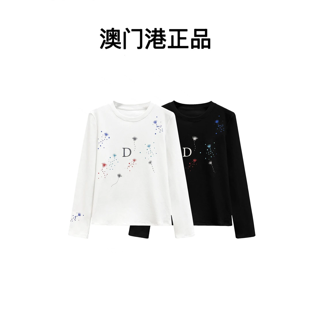 【澳门港正品】68203#时尚小蜜蜂印花长袖T恤2025显瘦休闲个性上衣