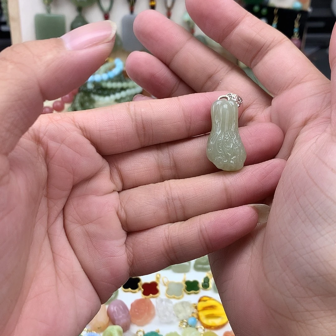 吊坠(不含链)银S925镶嵌和田玉