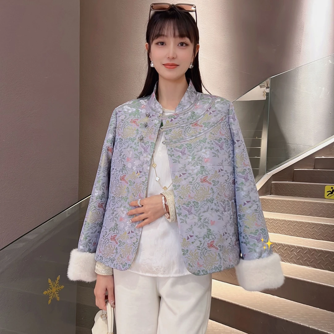 《佩佩定制》《蝶恋花语》冬季修身气质显瘦新中式高级外套3324