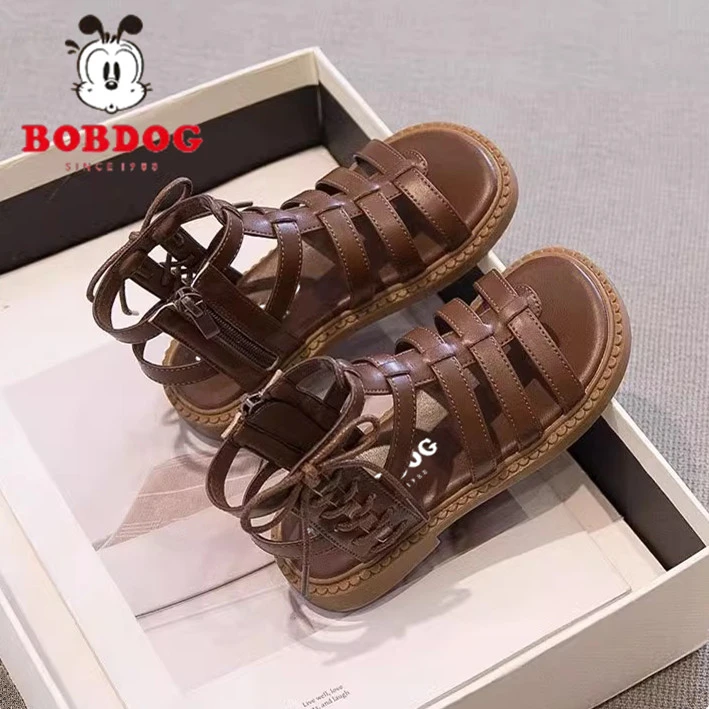 巴布豆女童凉鞋夏款儿童罗马鞋高帮2025新款夏季童鞋小女孩沙滩鞋