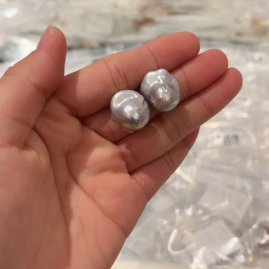 淡水珍珠耳饰银S925镶嵌