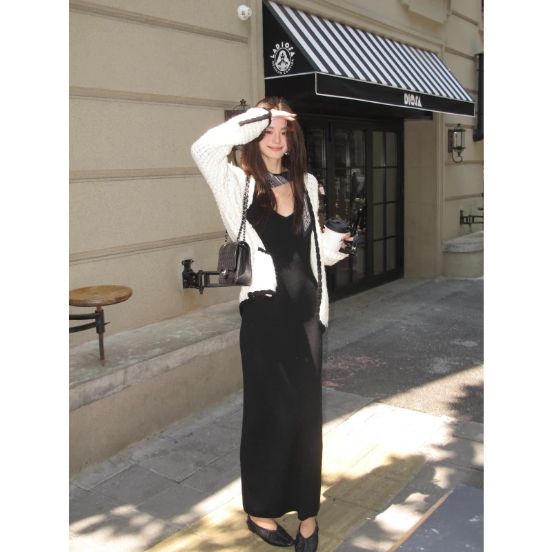 复古气质性感吊带连衣裙女夏季2025新款小香风高级感休闲针织外套