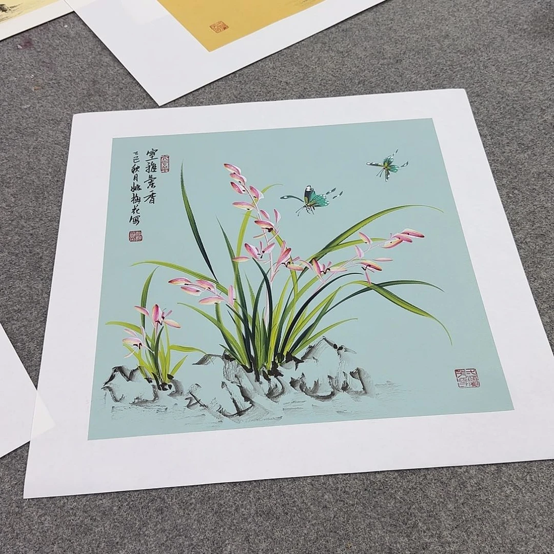 国画国画立体兰花
