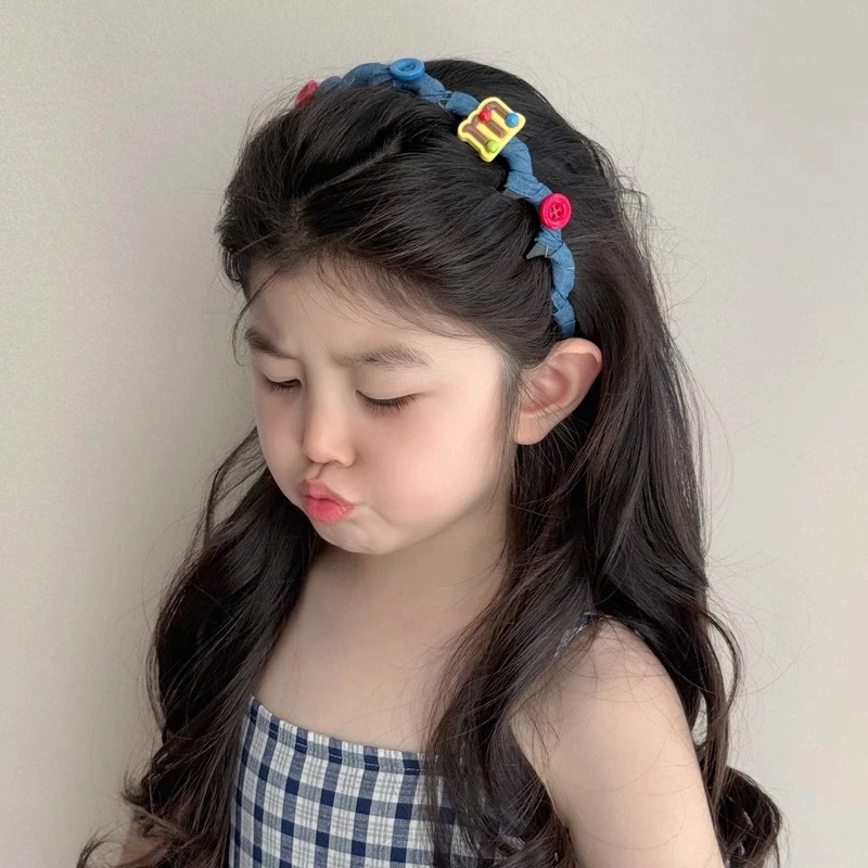 儿童发箍防滑女童复古学院风蝴蝶结头饰刘海碎发发卡牛仔头箍发饰