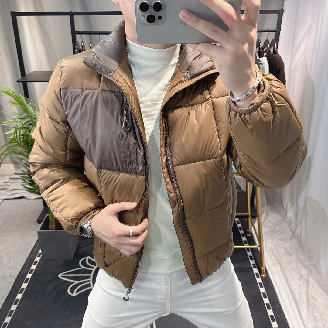 欧洲站冬季棉服男2025新款轻薄立领高级感拼接外套男士棉衣休闲潮