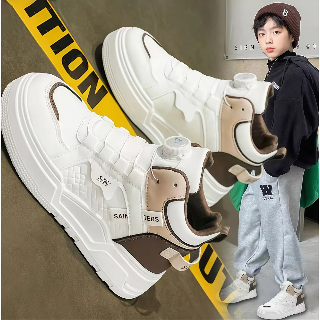 断码男童鞋秋季2025新款儿童学生高帮女童透气儿童白色高帮