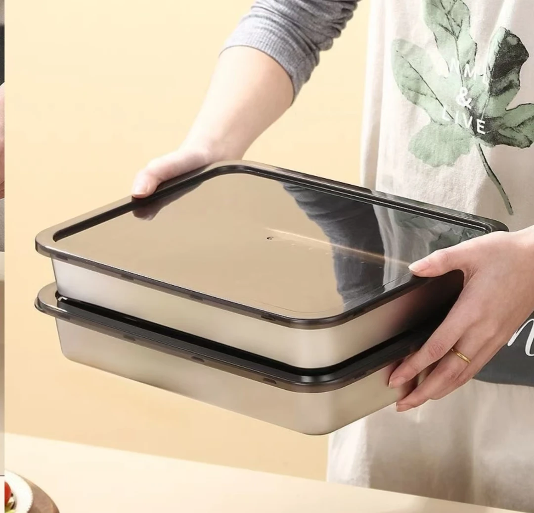 25*20*4.5cm【拍一发二】316不锈钢饺子盒带盖冷冻专用托盘长方形盘