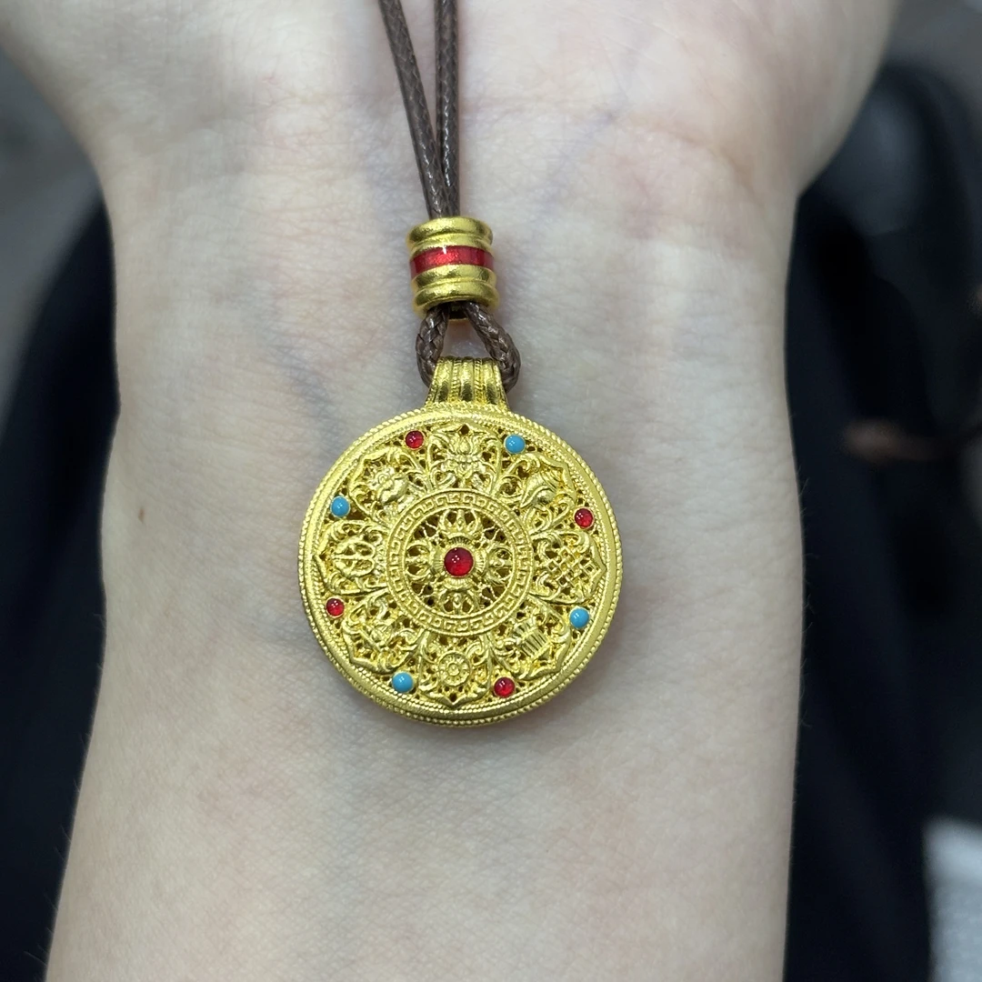 烧蓝八宝罗盘绳链足金999