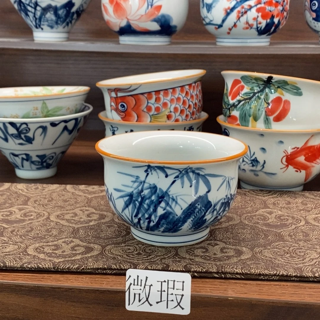 釉下彩老陶泥手工绘制