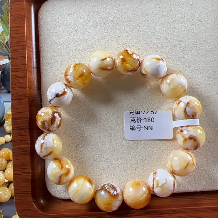 手串琥珀未镶嵌14mm沁色蜜蜡手串nn