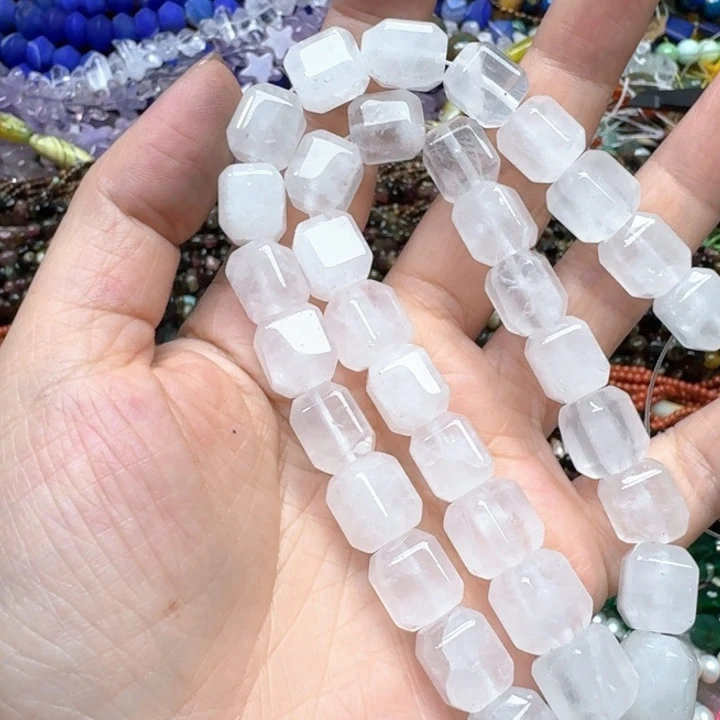 合金玛瑙/玉髓珠宝半成品一条10x12m白水晶桶珠