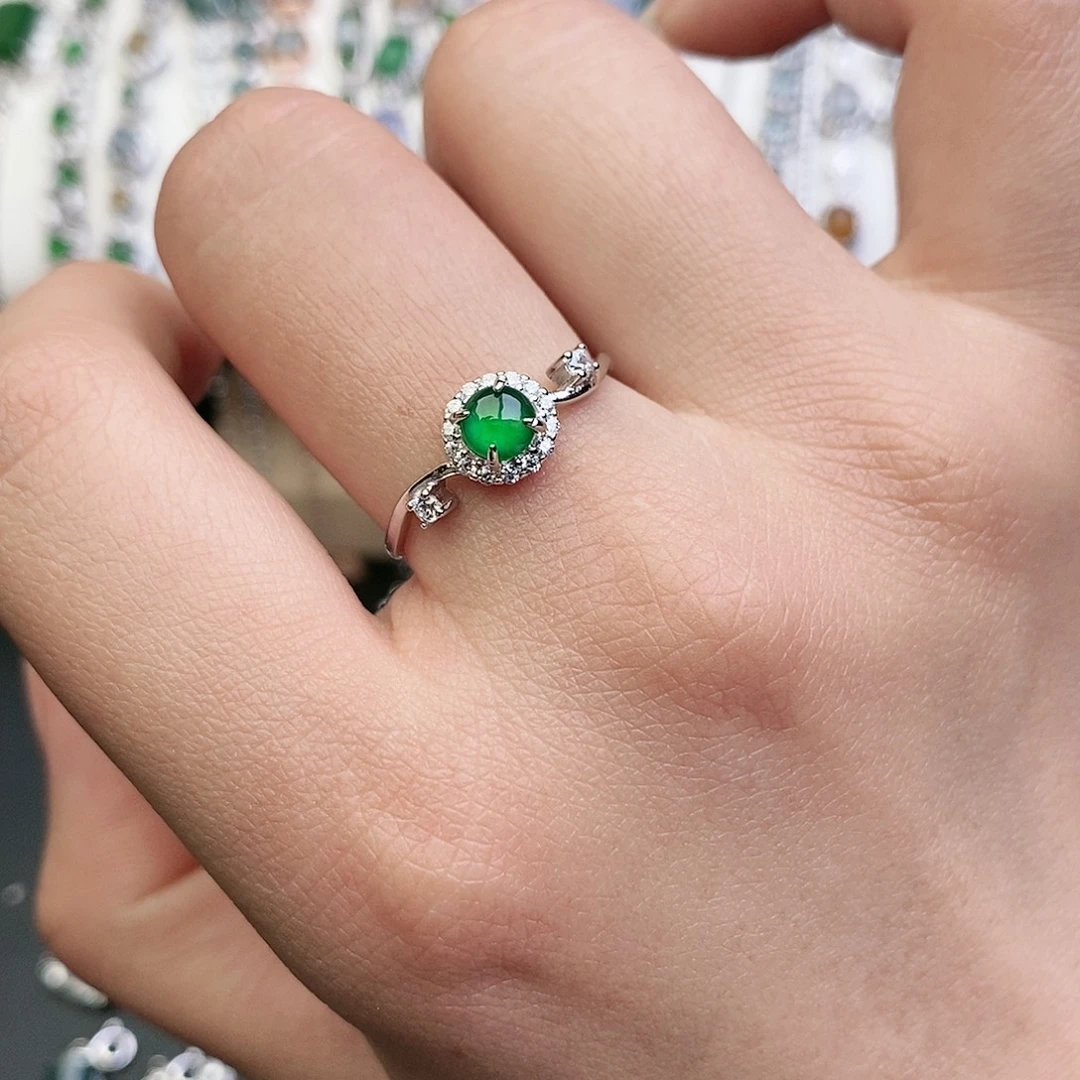 翡翠银S925镶嵌戒指