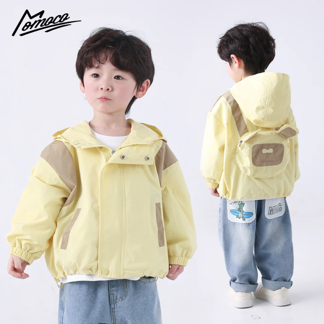 MOMOCO2025款春季男童欧若风韩版休闲包包连帽外套77130107024