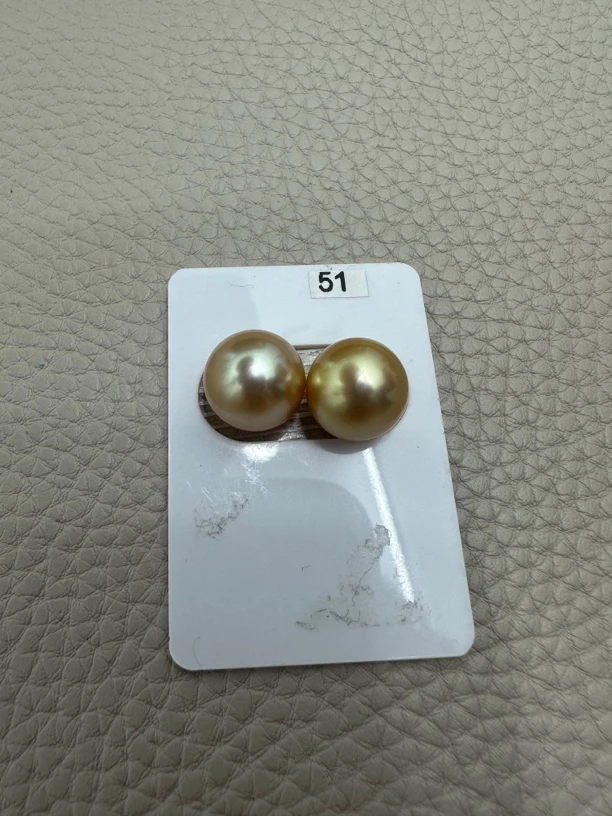 海水南洋金珠裸珠对珠12-13mm