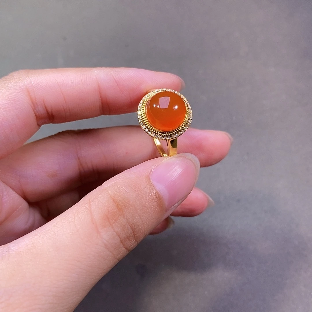 *****18K金镶嵌南红玛瑙戒指