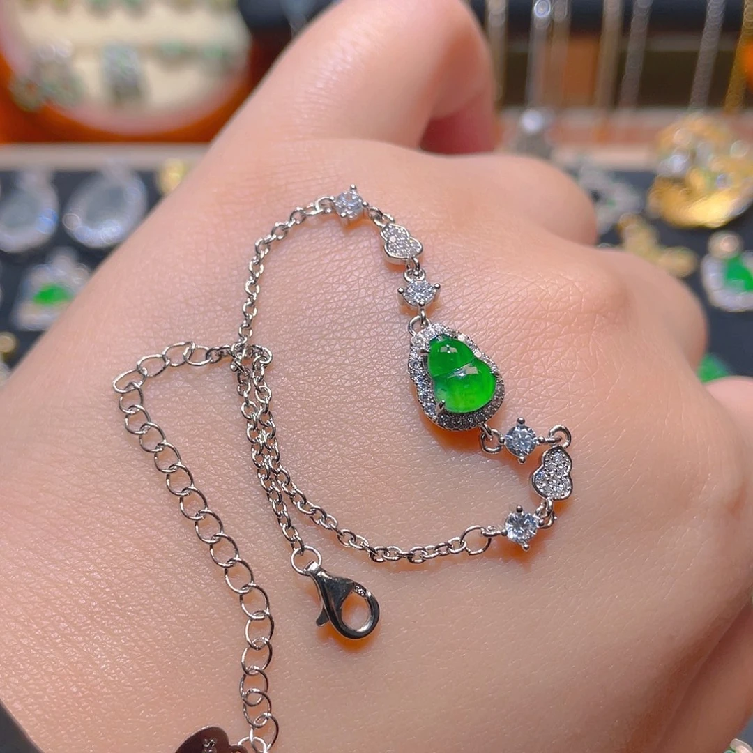 女***子翡翠银S925镶嵌吊坠(不含链)