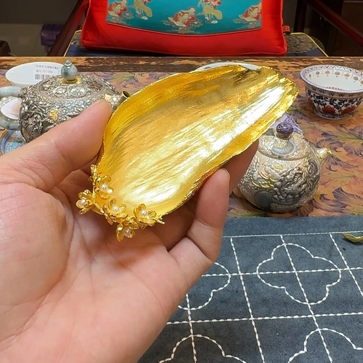 镀金黄金茶则梅花