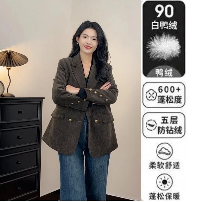 90白鸭绒西装外套女2025年秋季新款休闲百搭显瘦外套
