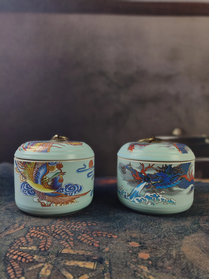 龙凤紫砂茶叶罐对罐-ZH1257