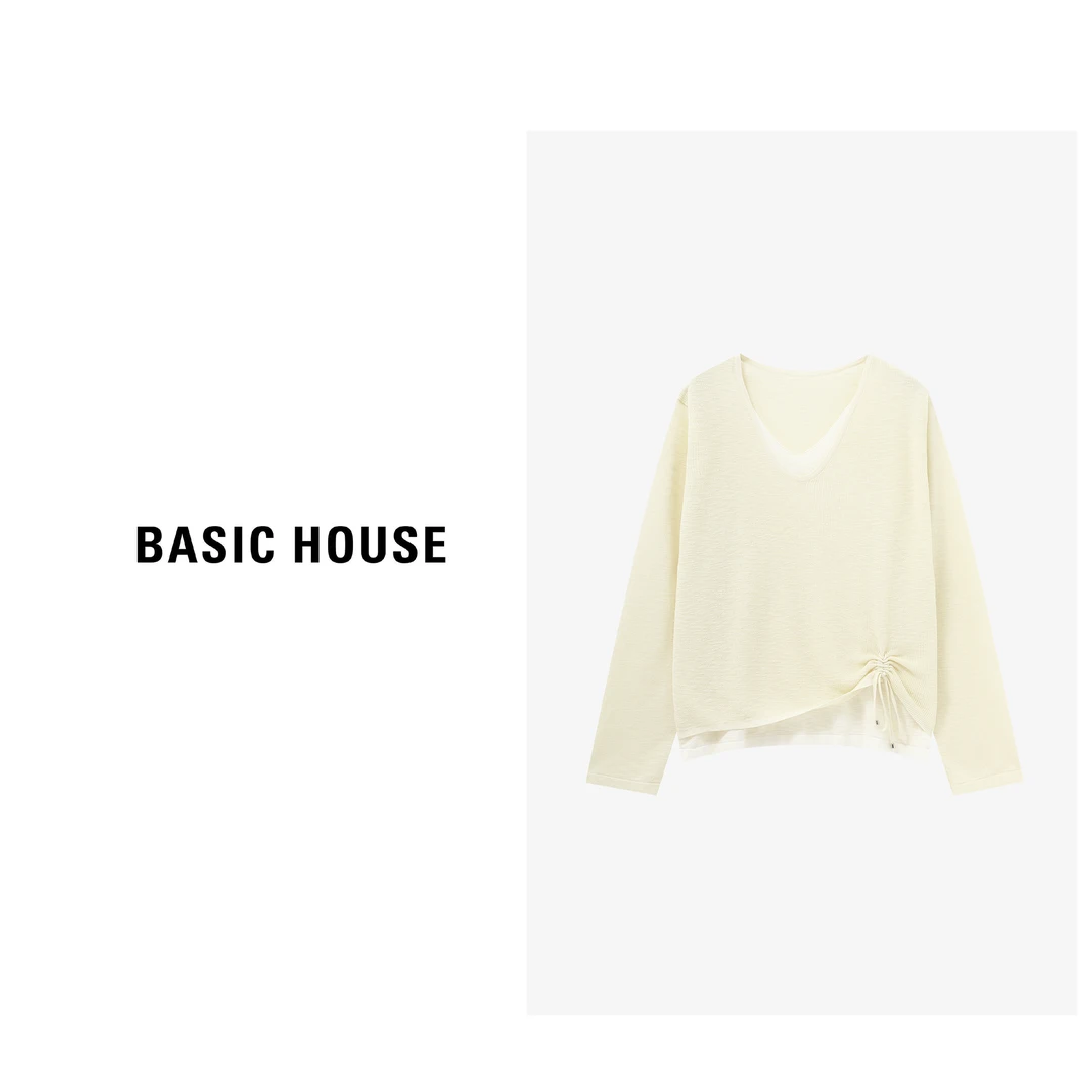Basic House/百家好假两件纯欲慵懒风长袖针织衫-B0625B5HHF2